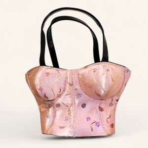 Pink Satin Corset Bustier Y2K Novelty Purse